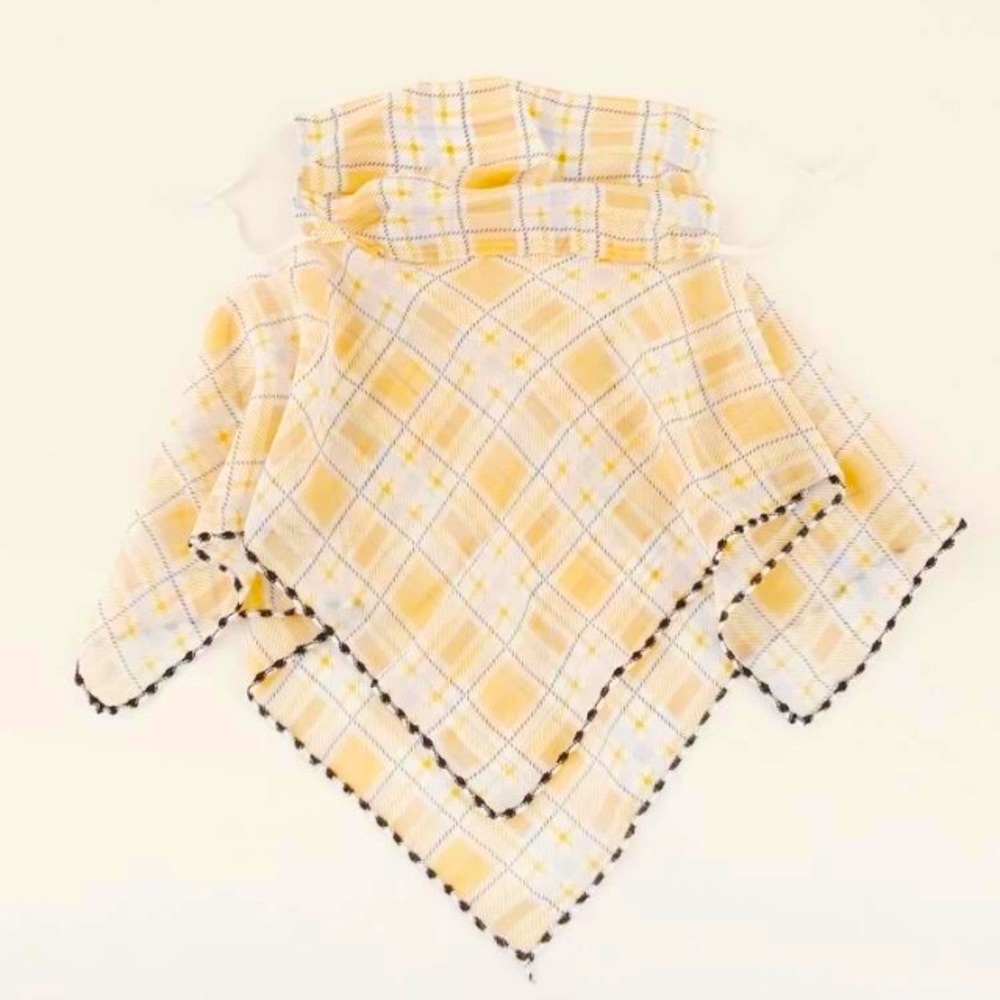 Tan & White Plaid Facemask & Scarf Adjustable Ear Strips 4 A Comfortable Fit